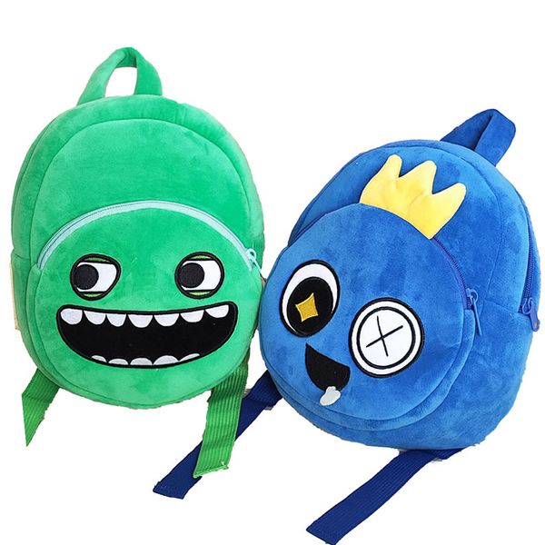 Kawaii Blau Grün Freunde Plüsch Rucksack Weicher Plüsch Reißverschluss Doppelte Umhängetasche Kinder Schultasche Geburtstagsgeschenk