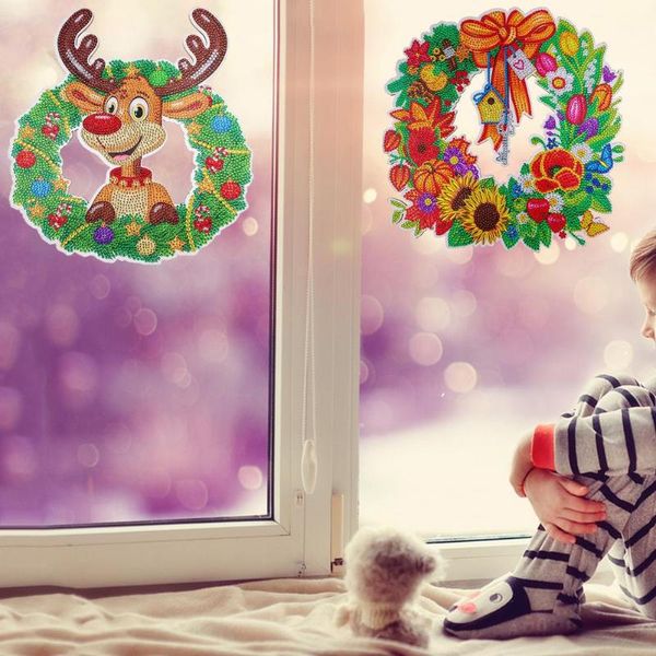 Noel Süslemeleri Çelengi 5d Elmas Diy Çelenk Asma Süsler Ön kapı Duvarı Yıllar İçin Merry