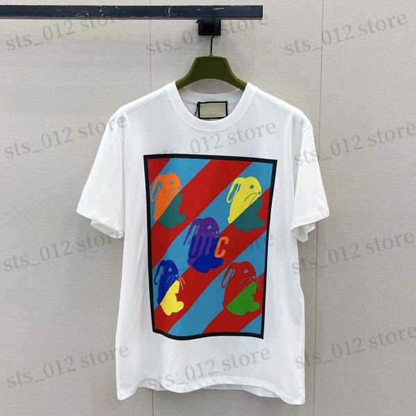 T-shirt da uomo T-shirt da donna Milan Designer Two G Letter Stampa Italia T-shirt da uomo Fashion Rabbit Graphic Cotton Ucci Top per coppie T230512