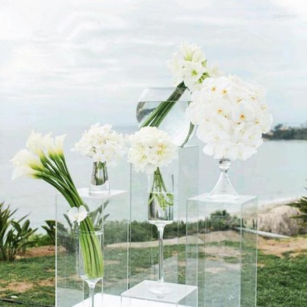 Parti Dekorasyonu 4pcs/Set) Açık Akrilik Çiçek Stand Centerpieces Crysta Kaide Sütun Düğün Düğün Dış Mekan için Plint 339