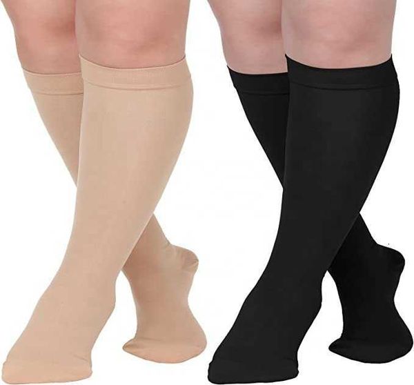 Calzini a compressione da uomo in cotone nero 20-30 MmHg all'ingrosso alti al ginocchio taglie forti per le donne di alta qualità adatti per l'abbinamento con tutti