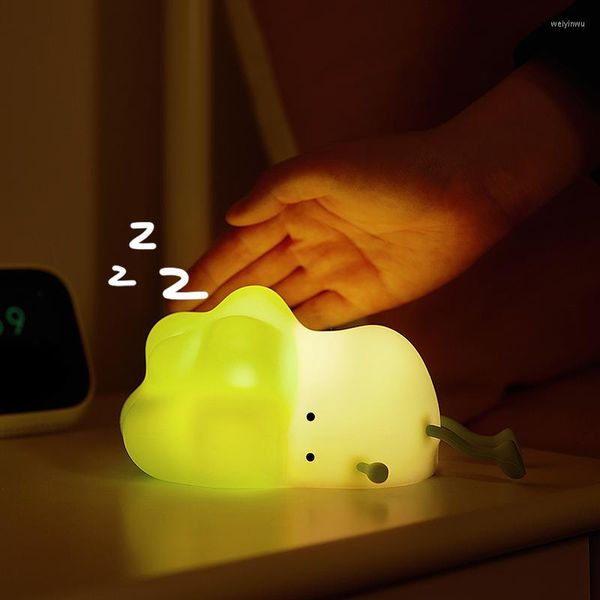 Luci notturne LED Cavolo Luce in silicone USB Ricaricabile Atmosfera Camera da letto Dormire Protezione degli occhi morbida Regali creativi