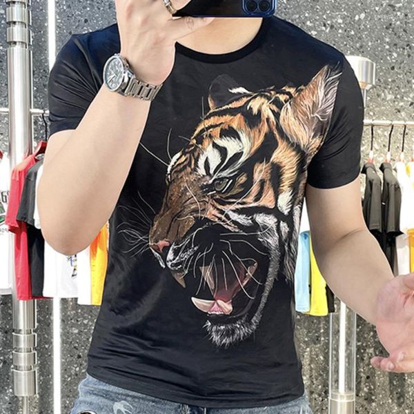 Männer T Shirts Tiger Muster Druck Kurzarm Männer T-shirt Camiseta Manga Corta Hombre T-shirt Homme