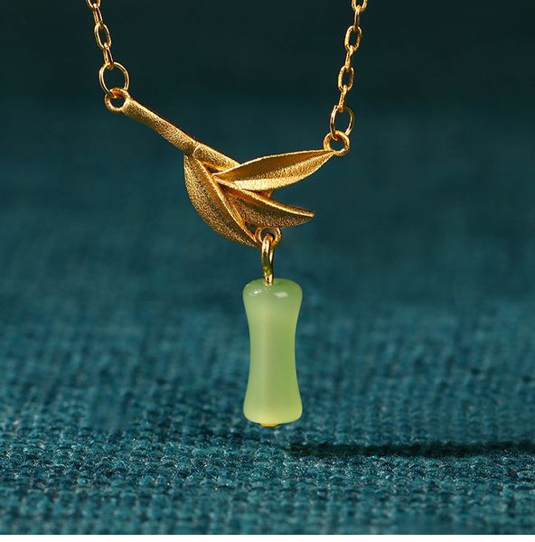 Estilo chinês BambookNotnecklace Novo Feminino de Luxo de Luxo Chinês Imitação de Luxo Jade Jóias de Jóias de Jóias de Jóias de Jóias