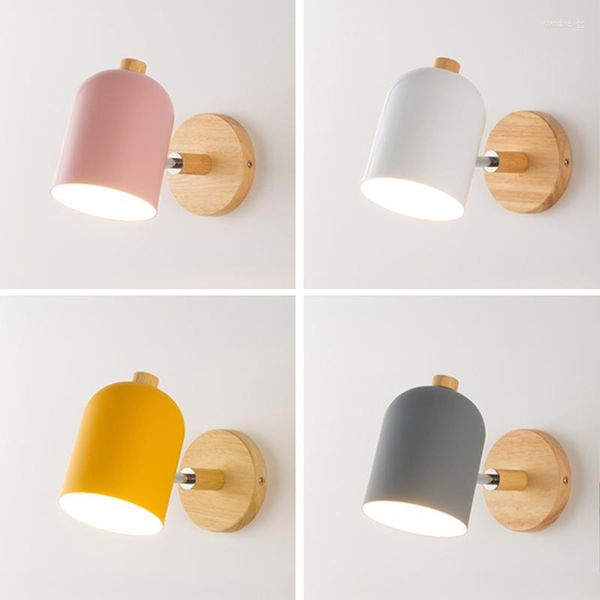 Lampade da parete Moderna lampada a LED Macron Lampada da lettura orientabile da comodino Sette colori E27 Apparecchio di illuminazione domestica per la decorazione della stanza