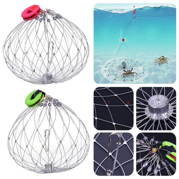 Accessori per la pesca Rete Chiusura automatica aperta Filo Pesce Granchio Gabbia Acciaio pieghevole per acqua salata Acqua di mare Outdoor 230512