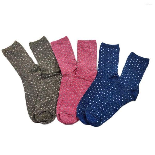 Damensocken, schick, glänzend, bunt, Neuheit, Glitzer, lässig, modisch, metallischer Schimmer, Nylon, Lurex, Party-Geschenk, Crew Dot