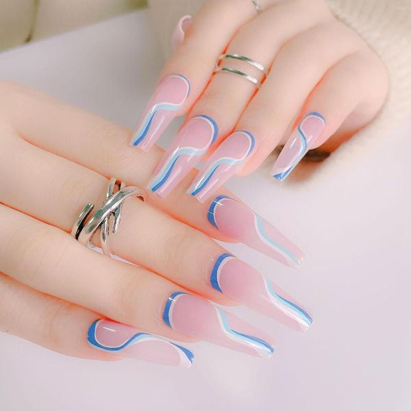 Falsche Nägel 24 Stück Ballettspitzen für DIY Nail Art Dekoration 2023 Mode Kunststoff Flachkopf Zubehör Maniküre Design