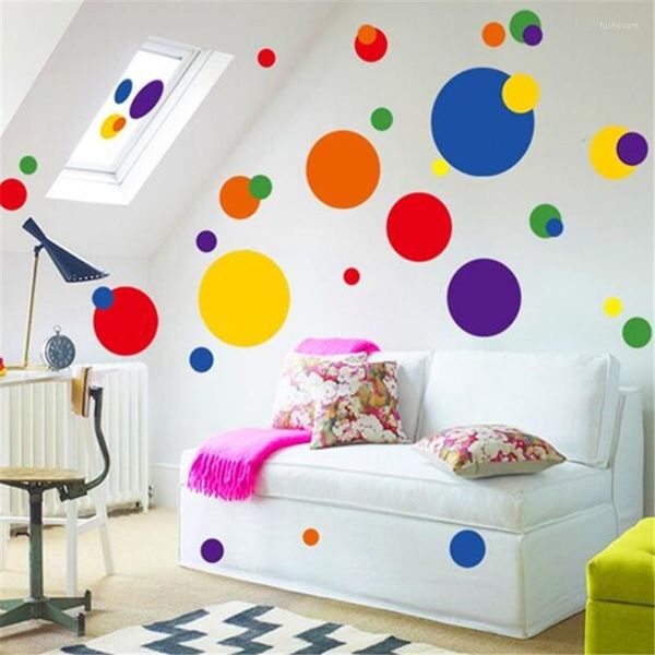 Adesivos de parede coloridos pontos geométricos criativos DIY Living Room Decoração Anime Posters Home DecorationWall