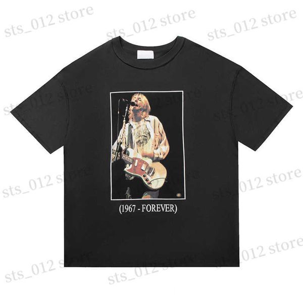 Erkek Tişörtler Kurbağa Drift Yeni Moda Giyim Marka Sokak Giyim İçten Dış Up Hip Hop Büyük Boyut Vintage Retro Gevşek Kurt Cobain Erkekler Tişört Tee T230512