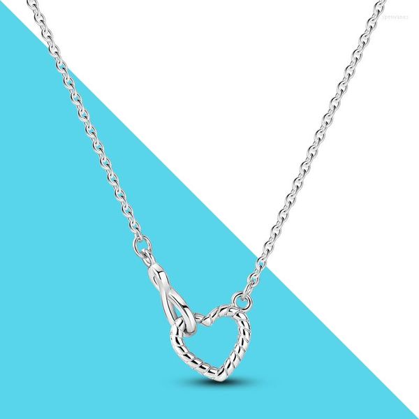 Catene in argento 925 con ciondolo a forma di cuore da donna, collana con ciondolo a forma di infinito, regalo per amici, ragazza, festa, anniversario, fidanzamento, matrimonio