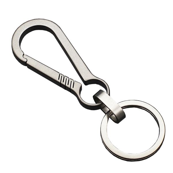 K2512 Titanium Rick Release Chain Chain Clip com 1 anéis de chave para uso externo para o ar livre de carabiner clipe de chaveiro para homens e mulheres (cinza)