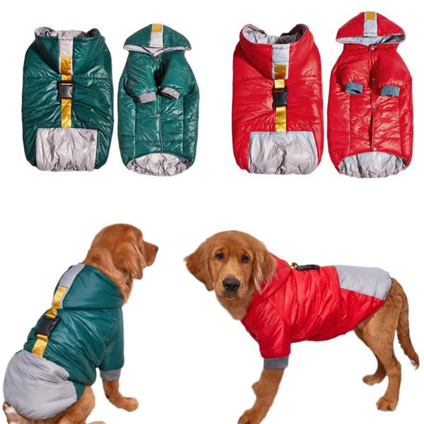 Sapatos de inverno grande cão casaco de algodão jaqueta engrossar à prova dwaterproof água pet moletom hoodies para cães grandes vestuário roupas retriever traje