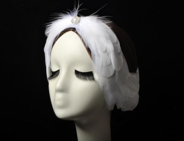 Saç kauçuk bantlar Stil Swan Lake Ballet Beyaz Tüy Head Band Kadın Aksesuarları İçin Kepçeler Meapwear Pearlsfeather Başlık 230512