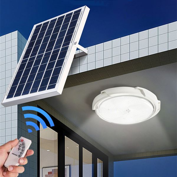 Lampada da giardino a LED solare Plafoniera 50W 100W 150W 200W Lampada da interno a energia solare per esterni Con cavo da 5 m, telecomando, balcone del corridoio, cabina, camper, emergenza, campeggio