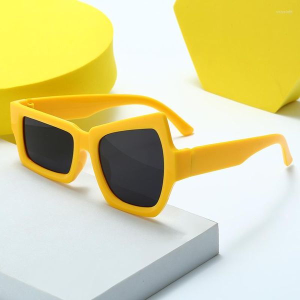 Sonnenbrille Unregelmäßiges Design Für Männer Frauen Persönlichkeit Vintage Kunststoff Schwarz Gelb Sonnenbrille Brillen Shades 2023