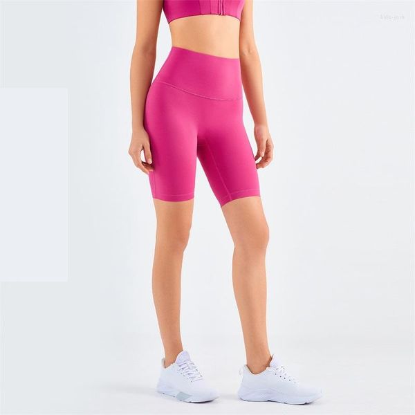 Shorts ativos cor sólidos mulheres fitness esportam altas cintura anti-roll aresto pun run tights caltails gináste yoga roupas respiráveis