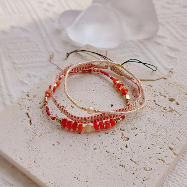 Strand Kkbead Natural Stone Bracelets устанавливает крошечные бусинки браслет настоящие жемчужные украшения для женщин Boho Handwoven плетеные аксессуары Pulsera