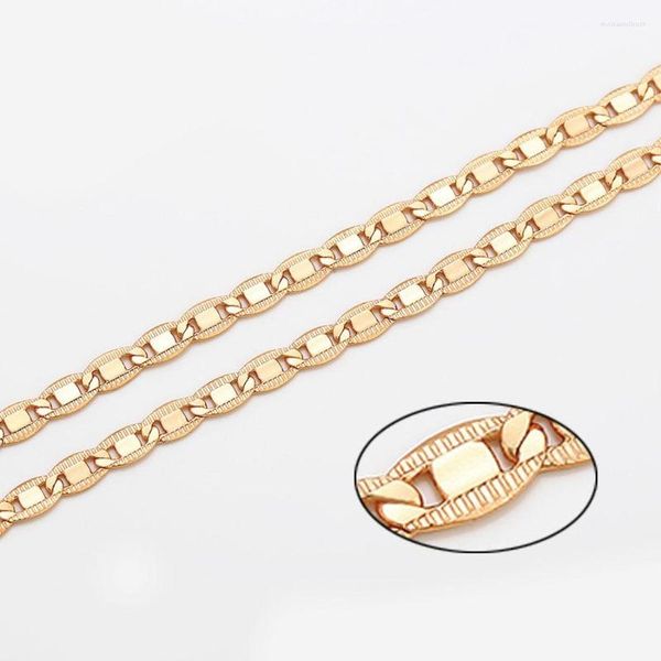 Ketten XP Jewelry – (46 cm, 4 mm) goldfarbene, flache Halsketten für Herren und Damen, modisch, nickelfrei