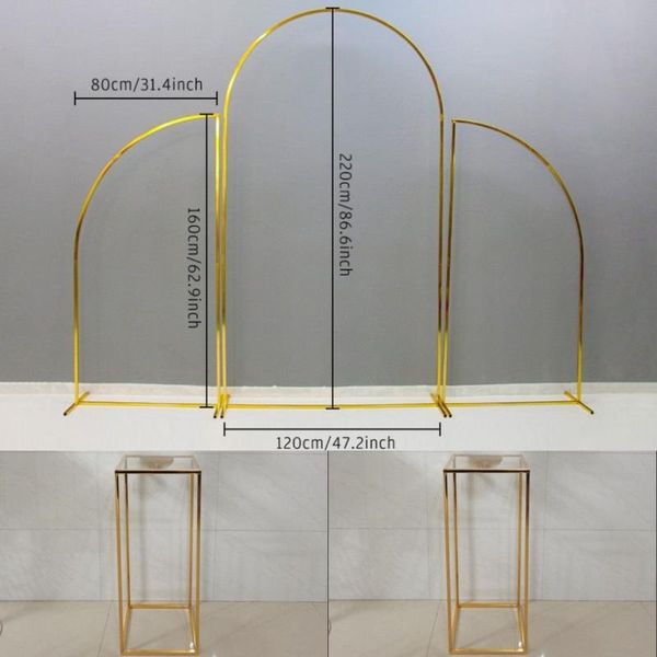 Decorazione per feste 5 pezzi oro lucido non giallo prato all'aperto supporto per paravento per matrimoni cornice per porta sfondo fiore arco compleanno palloncino stand floreale