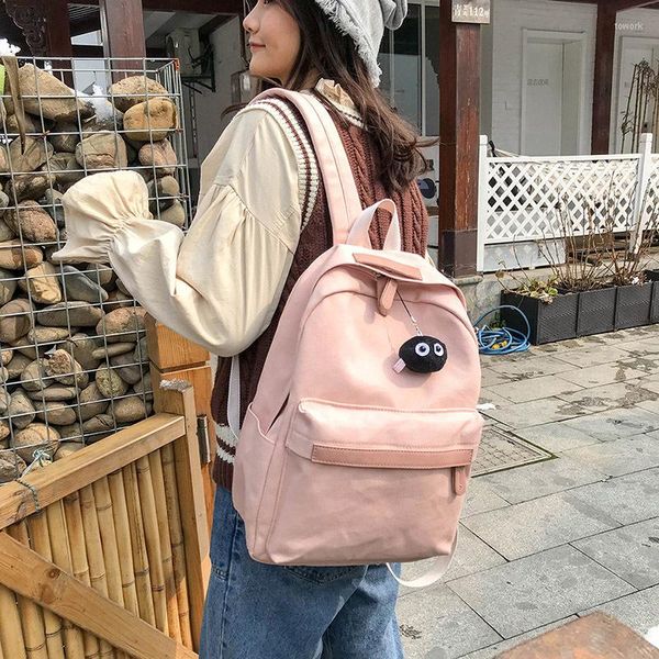 Borse da esterno Zaino in tela rosa 2023 Borsa da viaggio casual primavera Student Fashion Bookbag Zaino da donna di tendenza semplice