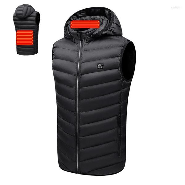 Gilet da uomo con cappuccio 2023 uomo autunno inverno riscaldamento intelligente gilet in cotone riscaldato con scollo a V giacca termica calda flessibile da esterno per donna