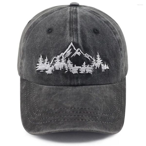 Ball Caps Mountain Trees Baseball Cap Hat Dad Dad para homens, algodão, algodão, caminhada de camping Explore Hats Outdoor