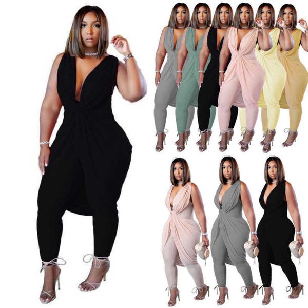 Plus große Damen Kleidung Designer Overall Sexy ärmellose einfarbige Strampler Fitness Damen Milch Seide Temperament Kleidung 6 Farben