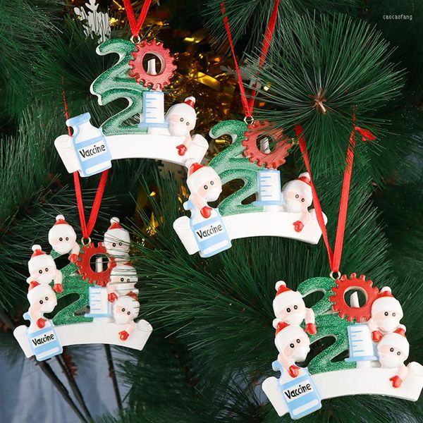 Decorações de Natal Nome Diy Bênçãos Red Rope Snowman com máscara Ornamentos pendurados Pingente de árvore personalizada para presentes criativos