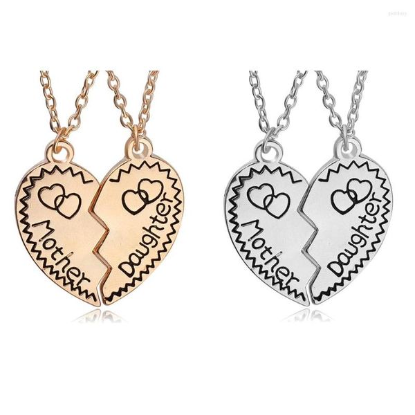 Collane con ciondolo 1 Set Madre Figlia Cuore Collana Splicing Inciso Lettera Amore Per Donne Ragazze Mamma Regalo Gioielli