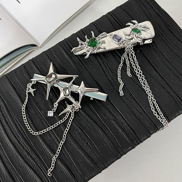 Cabelos de cabelo Moda Crystal Spider Star Pins coreanos Harajuku Tassel Acessórios de animais para mulheres Desgaste