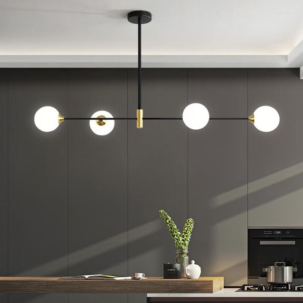 Lampadari Nordic Dinning Long Lighting Lampadario moderno di design con sfera di vetro per cucina/sala da pranzo Vintage Haing Farmhouse