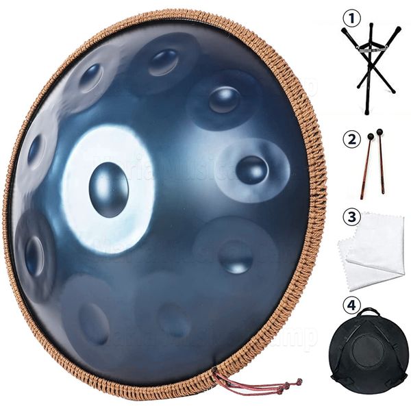 Dunkelblaue 432 Hz Trommel Handpan 9/10/12 Noten 22 Zoll Stahlzungentrommel Yoga Meditationsinstrument Musiktrommel Tambor