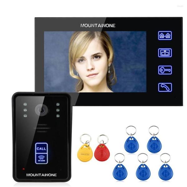 Video-Türsprechanlagen MAOTEWANG Verbesserte Version 7-Zoll-RFID-Telefon-Gegensprechanlage Türklingel Touch-Taste Fernentriegelung Nachtsicht
