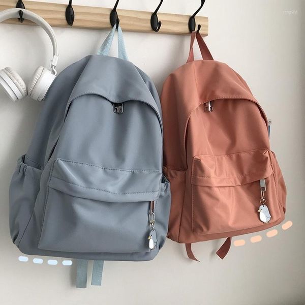 Zaino in nylon impermeabile da donna coreano moda giapponese studentessa zainetto borsa da viaggio multistrato semplice senso