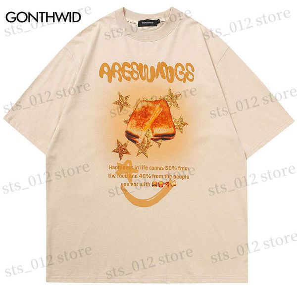 T-shirt da uomo T-shirt Hip Hop Streetwear Harajuku Divertente Bread Star Graphic Stampa Tshirt manica corta 2023 T-shirt allentata in cotone estivo T230512