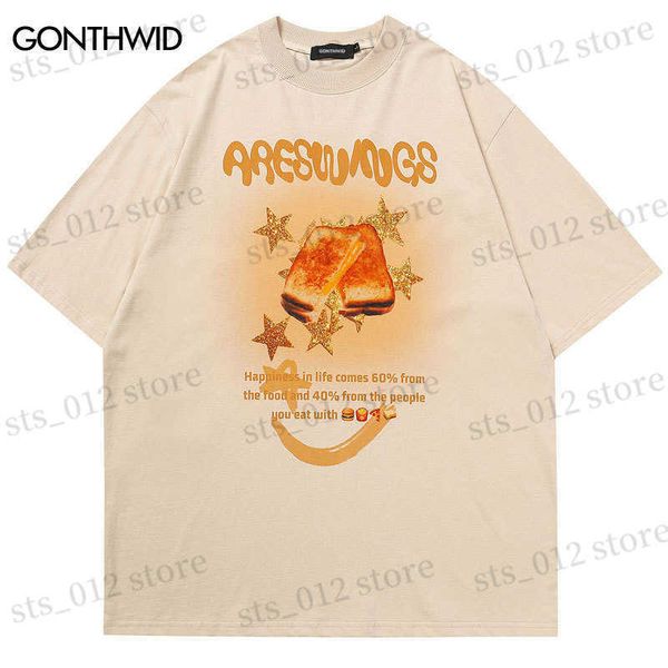 Camisetas masculinas camisetas hip hop shirts de streetwear harajuku pão engraçado estren star graphic manga curta camiseta 2023 algodão de verão camiseta solta camiseta tampo t230512