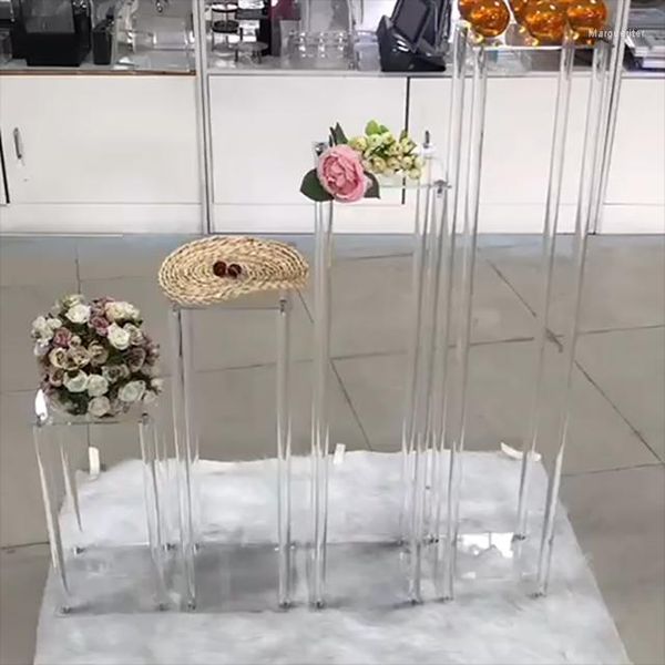 Decoração de festa 10pcs) coluna de design alto suporte de flor para o casamento de peças centrais vaso de arranjo floral