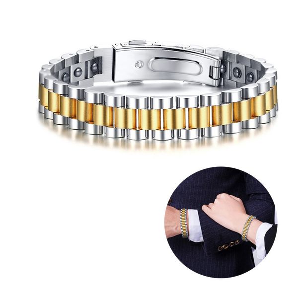 Kette SCHWARZES HÄMATIT-THERAPIE-UHRENARMBAND FÜR MÄNNER, EDELSTAHL-GLIEDERARMBÄNDER, GESCHENK IHN SIE 230511