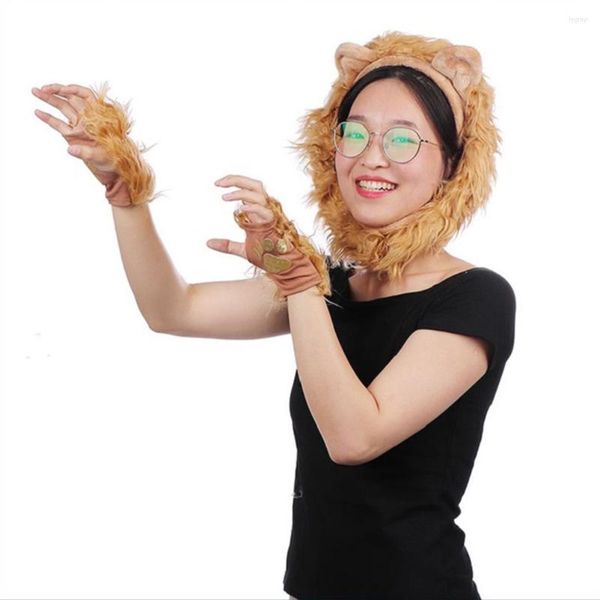 Parti Dekorasyon Aslan Tamer Kostüm Kadın Çocuk Kostümleri Yetişkin Dans Makyaj Başlığı Hayvan Fantezi Eldivenler