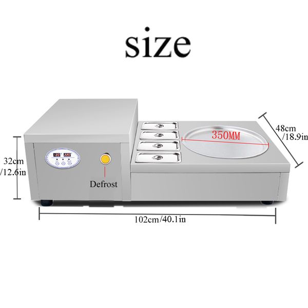 Máquina de rolagem de sorvete frito de pan fried com 4 tanques e degelo frigideira de frigideira