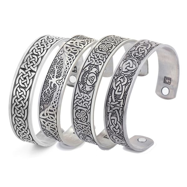 Bangle Viking Talisman Health Bracelets Tree of Life Life Luck Узел рунивает магнитный бросок манжета Мужчины. Регулируемый браслет 230511