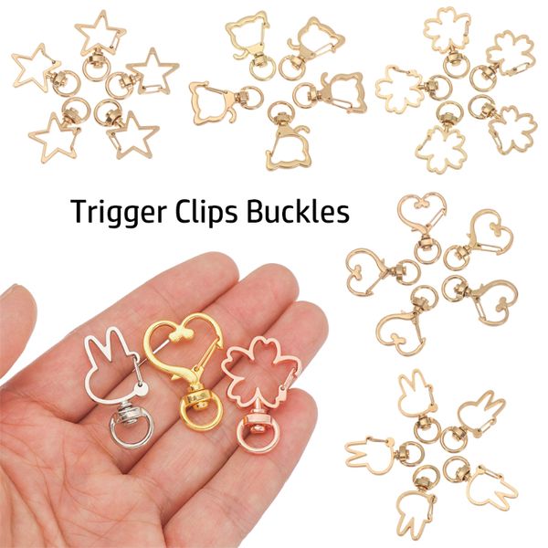 Gancio a scatto in metallo Trigger Clips Fibbie per portachiavi Ganci con chiusura a moschettone per fai-da-te Chiusura portachiavi con collana