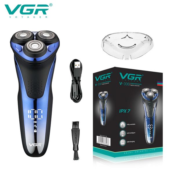 Rasoi elettrici Rasoio VGR Rasoio professionale Rasoio per barba impermeabile Rasatura galleggiante 3D rotante Ricaricabile per uomo V306 230512