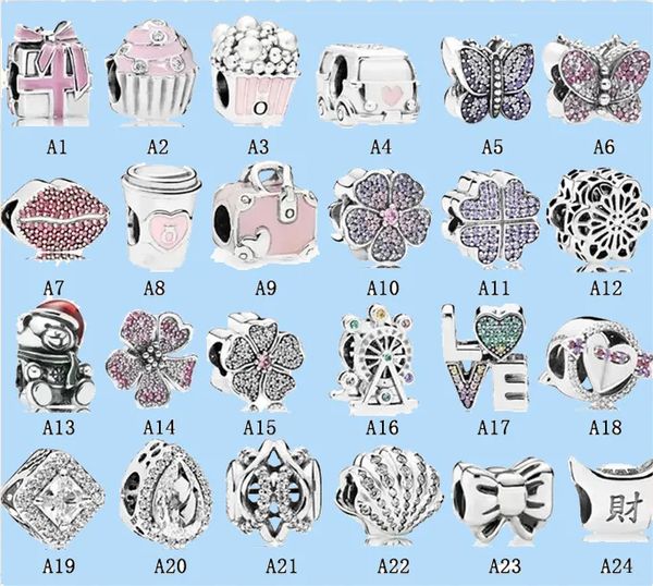 925 BERADAS PRATAS CHARMS FIT PANDORA CHARM CLOVER SERIE