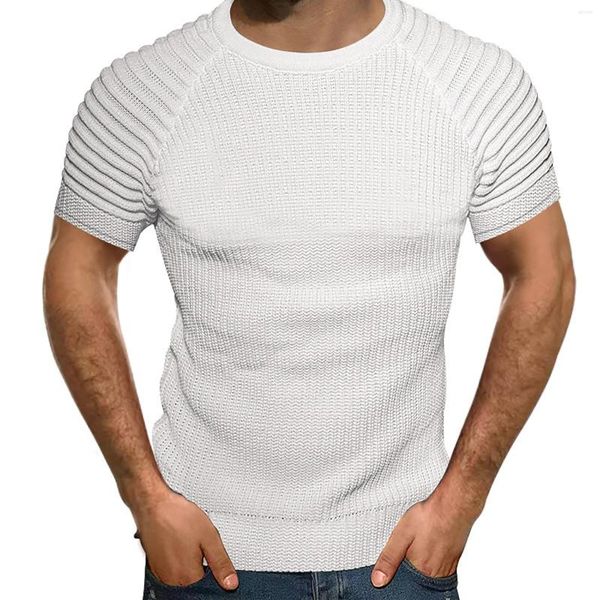 T-shirt da uomo Camicia aderente da uomo Manica a pieghe Costruzione muscolare Corda lunga Alta per uomo Confezione