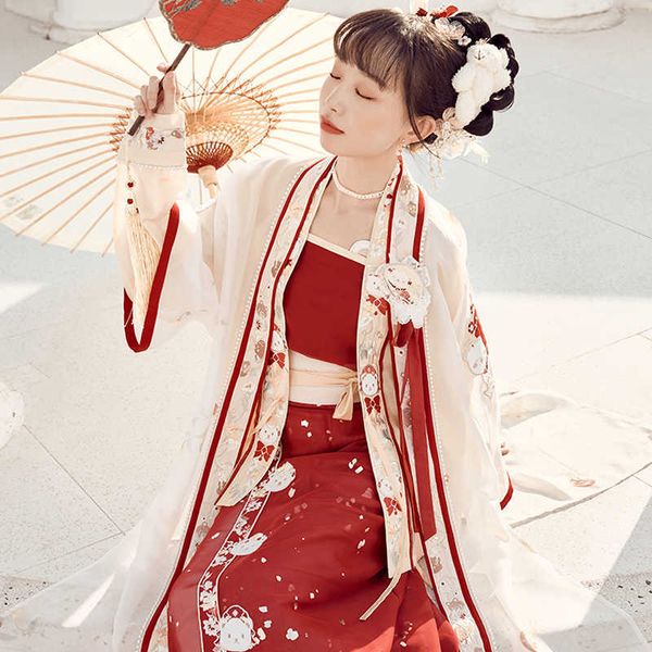 Ethnische Kleidung im chinesischen Stil, traditionelles klassisches Tanzkleid, Song-Dynastie, weiblich, elegant, Festival-Bühne, weiß/rot, Hanfu-Anzug, DQL7649, G230428