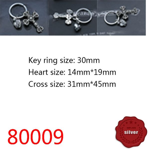 80009 S925 Sterling Silver Kichain Head Jewelry Pinging Creative High Range Cisting Wolding Keyring Holy Sword Cross Flor Carteira Simples punk jóias