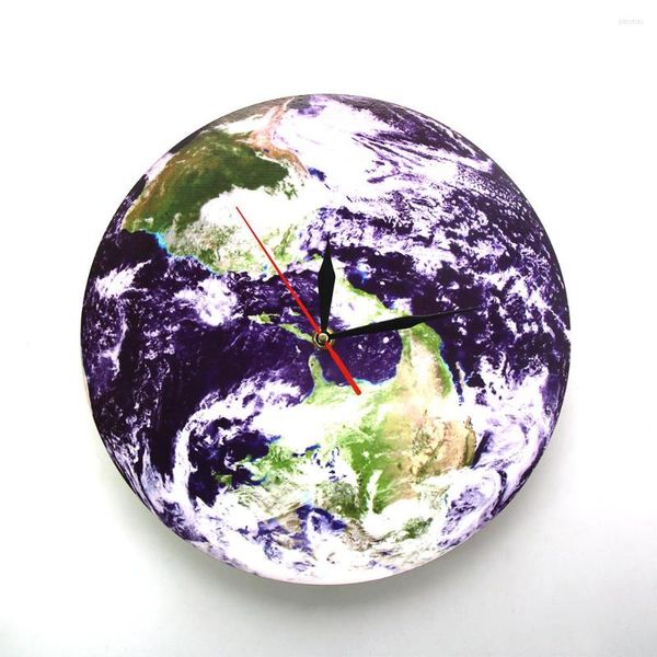 Relógios de parede Terra View Relógio Relógio Moderno Design Planeta Celestial Space Space Relógio 3D Globe Science Gift