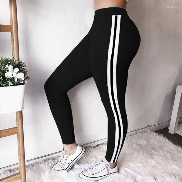 Leggings femininas 2023 preto altamente para mulheres esportes de ginástica ioga de ioga cinza listrado calças de tamanho grande casual fitness pantalon mujer